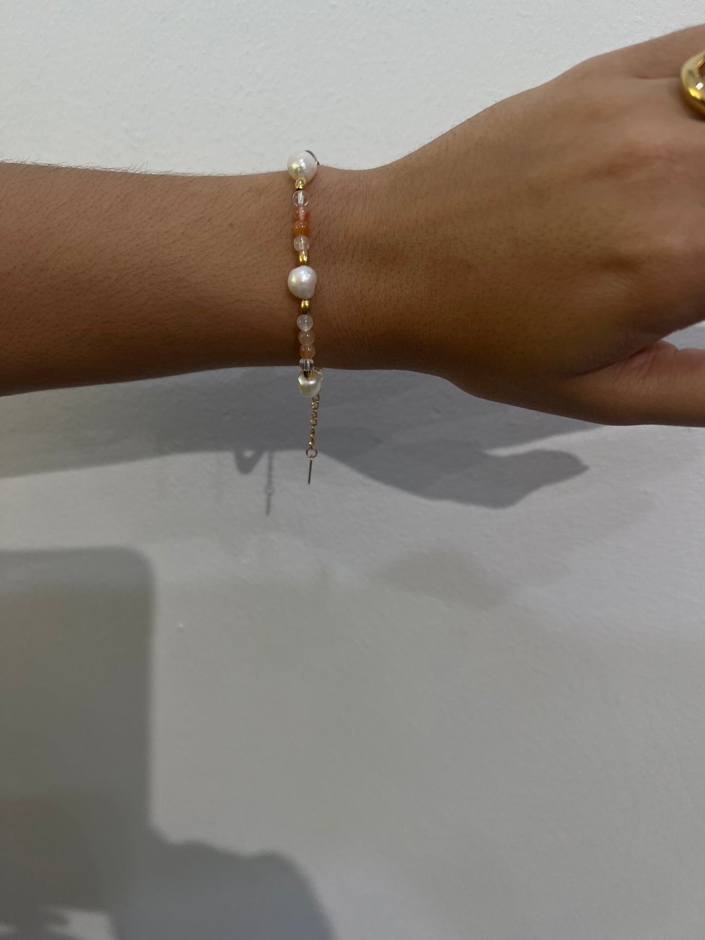 18K Bohemian Rose Pearl and Bead Bracelet