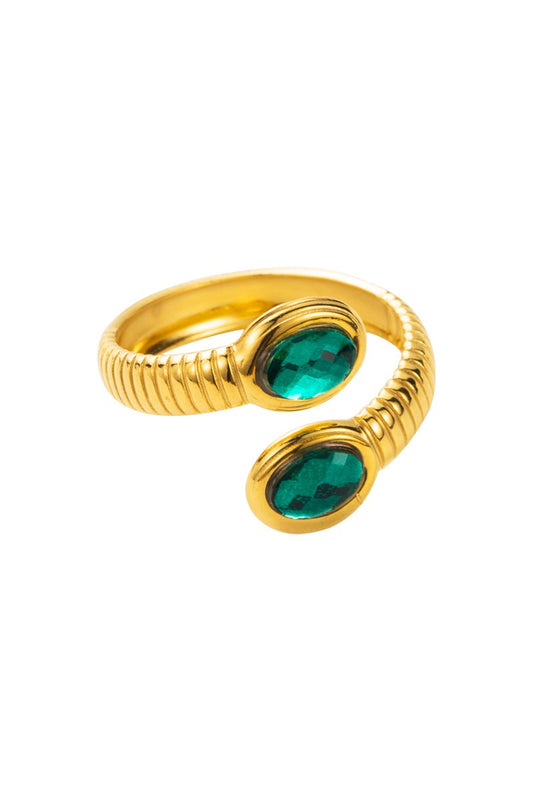 Snake Green Open Ring