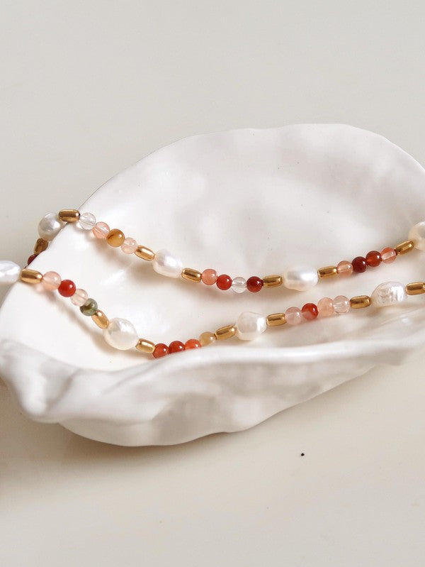 18K Bohemian Rose Pearl and Bead Bracelet