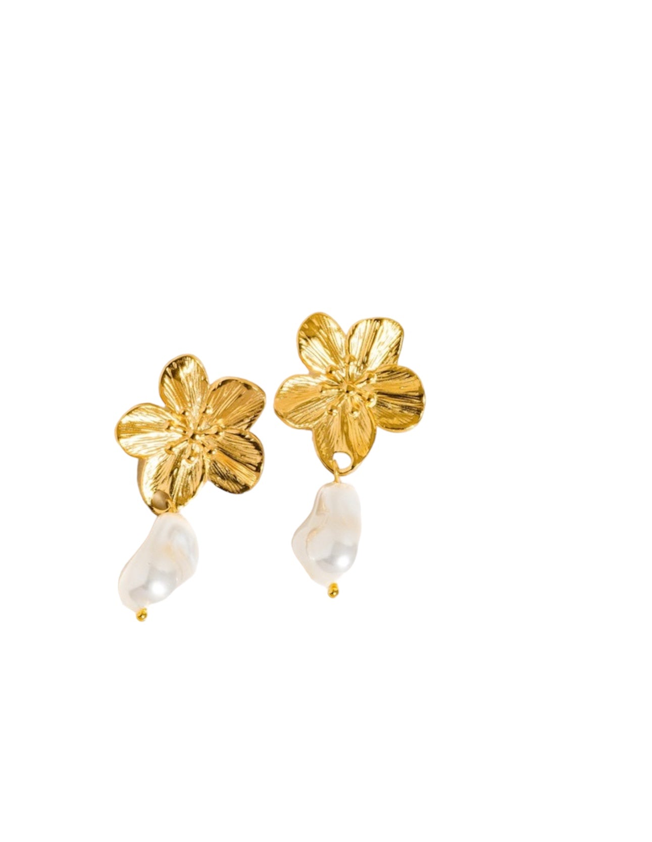 18k Flower Pearl Earrings